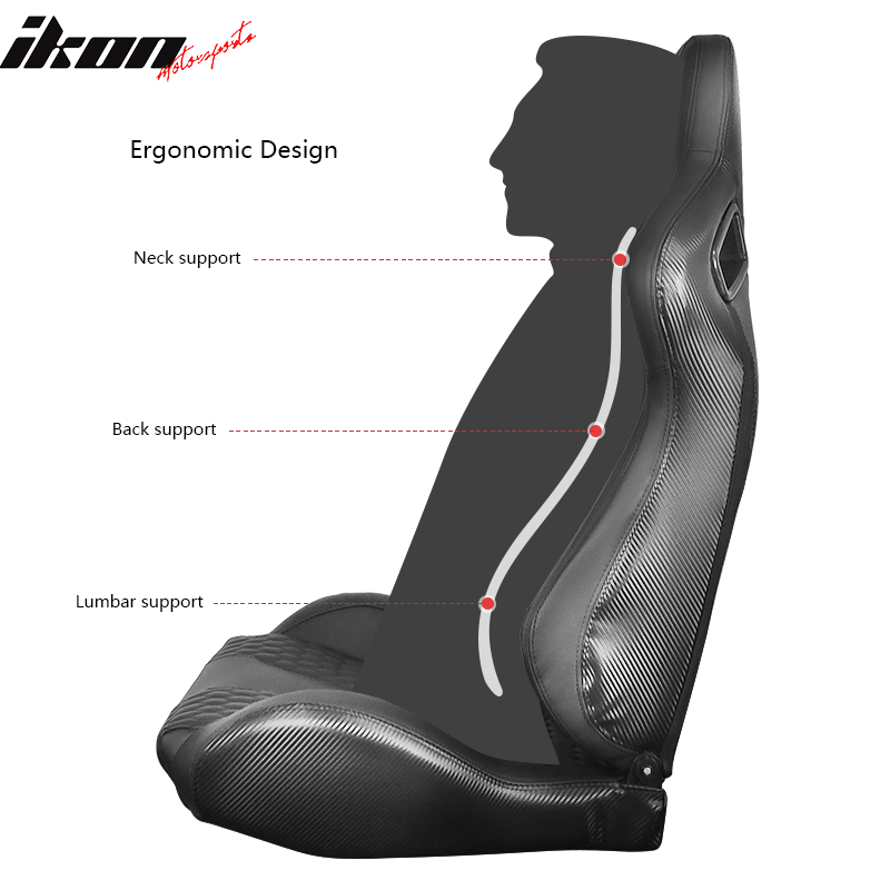Universal Black Racing Seat with Dual Sliders PU Carbon Leather