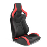 Racing Seat for Universal Red Stripe Left Dual Slider PU Carbon Leather