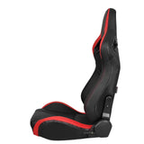 Racing Seat for Universal Red Stripe Left Dual Slider PU Carbon Leather