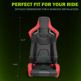 Racing Seat for Universal Red Stripe Left Dual Slider PU Carbon Leather