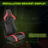 Racing Seat for Universal Red Stripe Left Dual Slider PU Carbon Leather