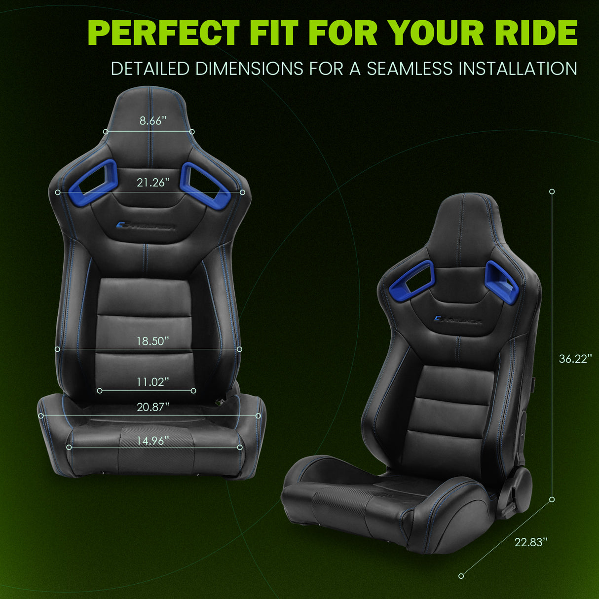 Universal Color Bezel Racing Seat Dual Slider PU Carbon Leather