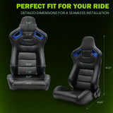 Universal Color Bezel Racing Seat Dual Slider PU Carbon Leather