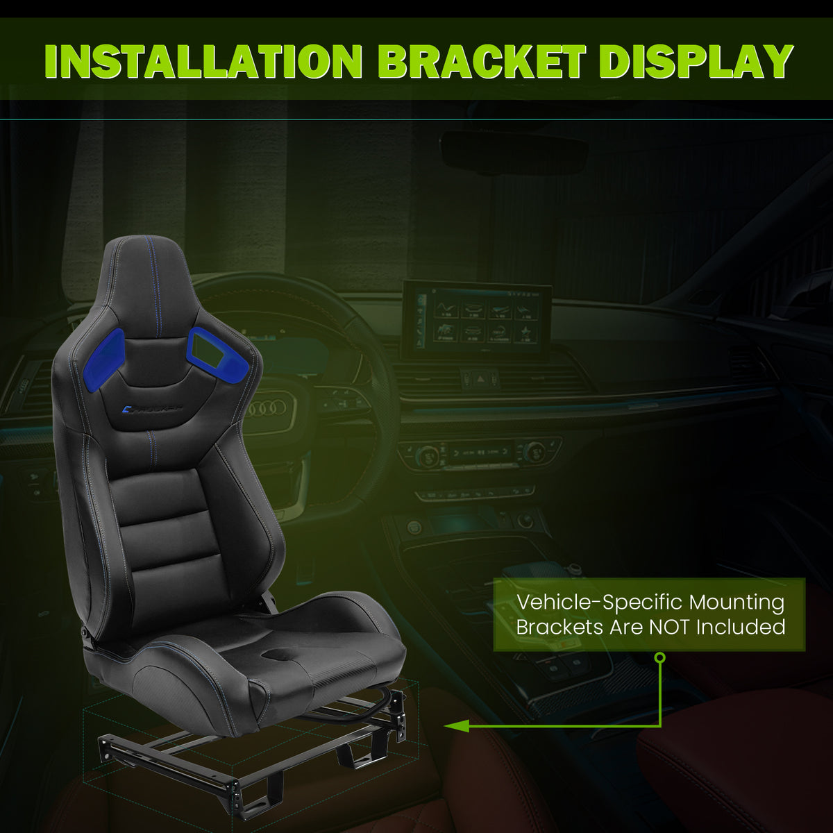 Universal Color Bezel Racing Seat Dual Slider PU Carbon Leather