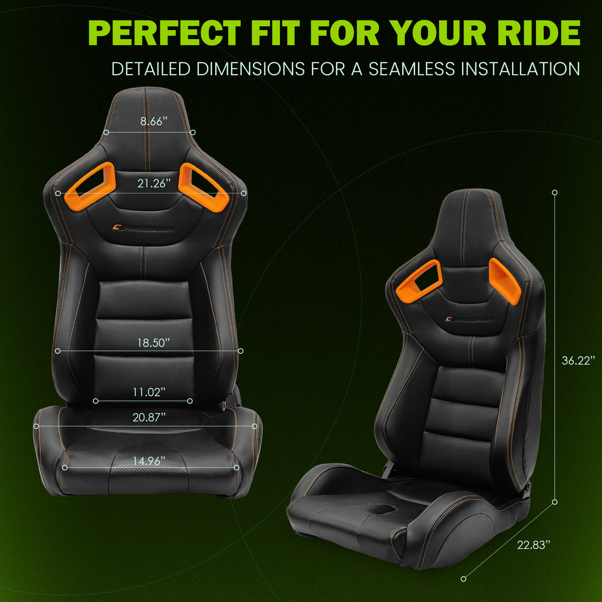 Universal Color Bezel Racing Seat Dual Slider PU Carbon Leather