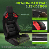 Universal Color Bezel Racing Seat Dual Slider PU Carbon Leather