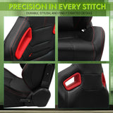 Universal Color Bezel Racing Seat Dual Slider PU Carbon Leather