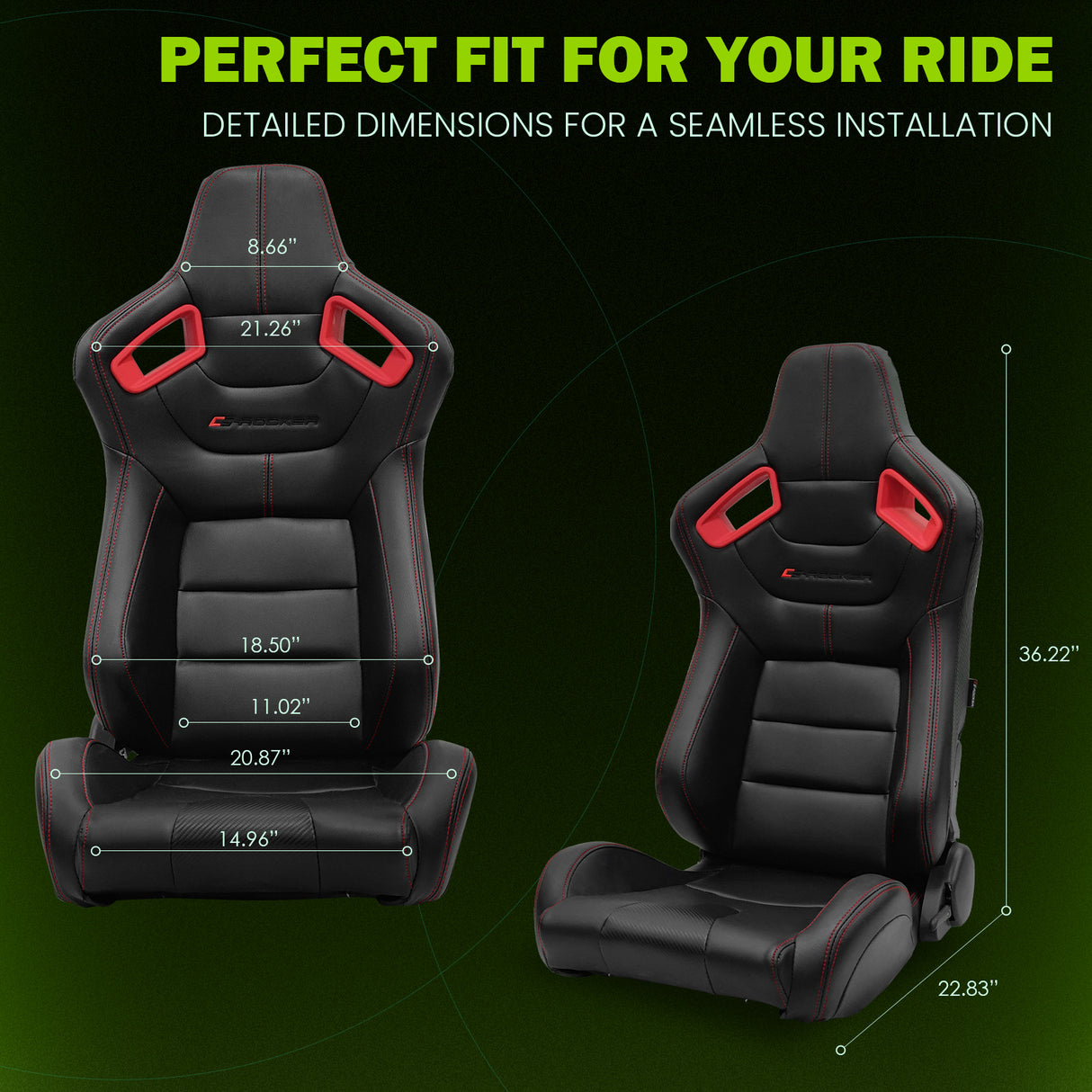 Universal Color Bezel Racing Seat Dual Slider PU Carbon Leather