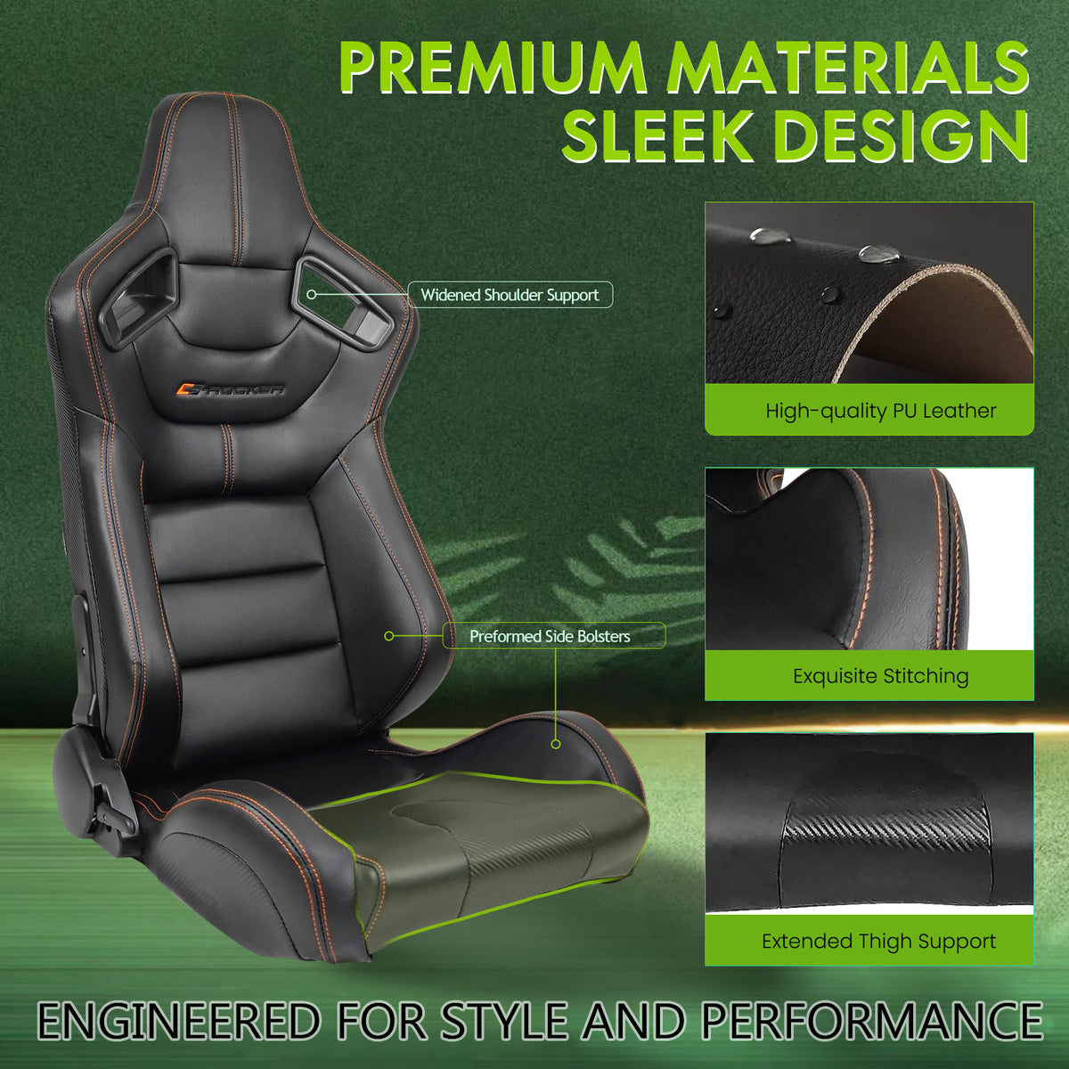Universal Reclinable Right Passenger Side Racing Seat Dual Slider