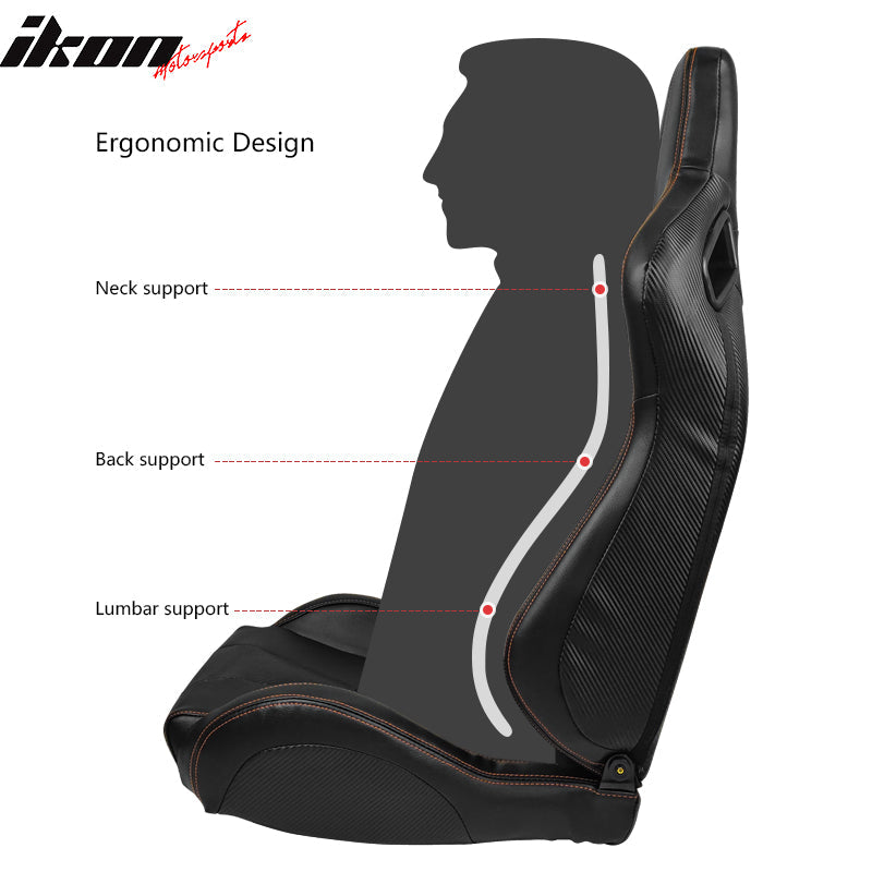 Universal Color Bezel Racing Seat Dual Slider PU Carbon Leather