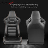 Universal Color Bezel Racing Seat Dual Slider PU Carbon Leather