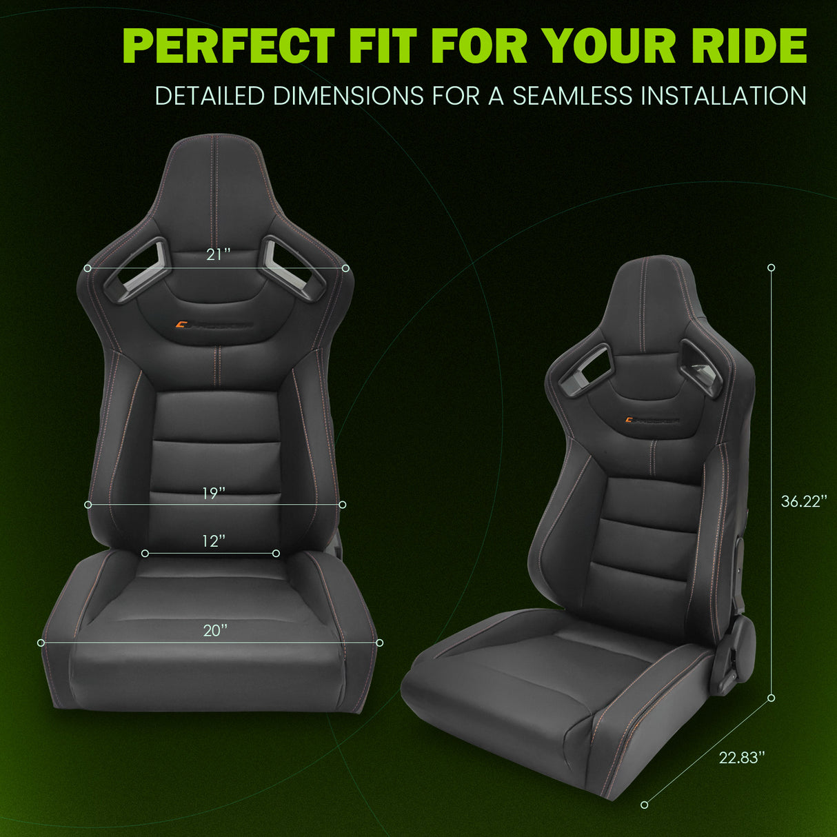 Universal Color Bezel Racing Seat Dual Slider PU Carbon Leather