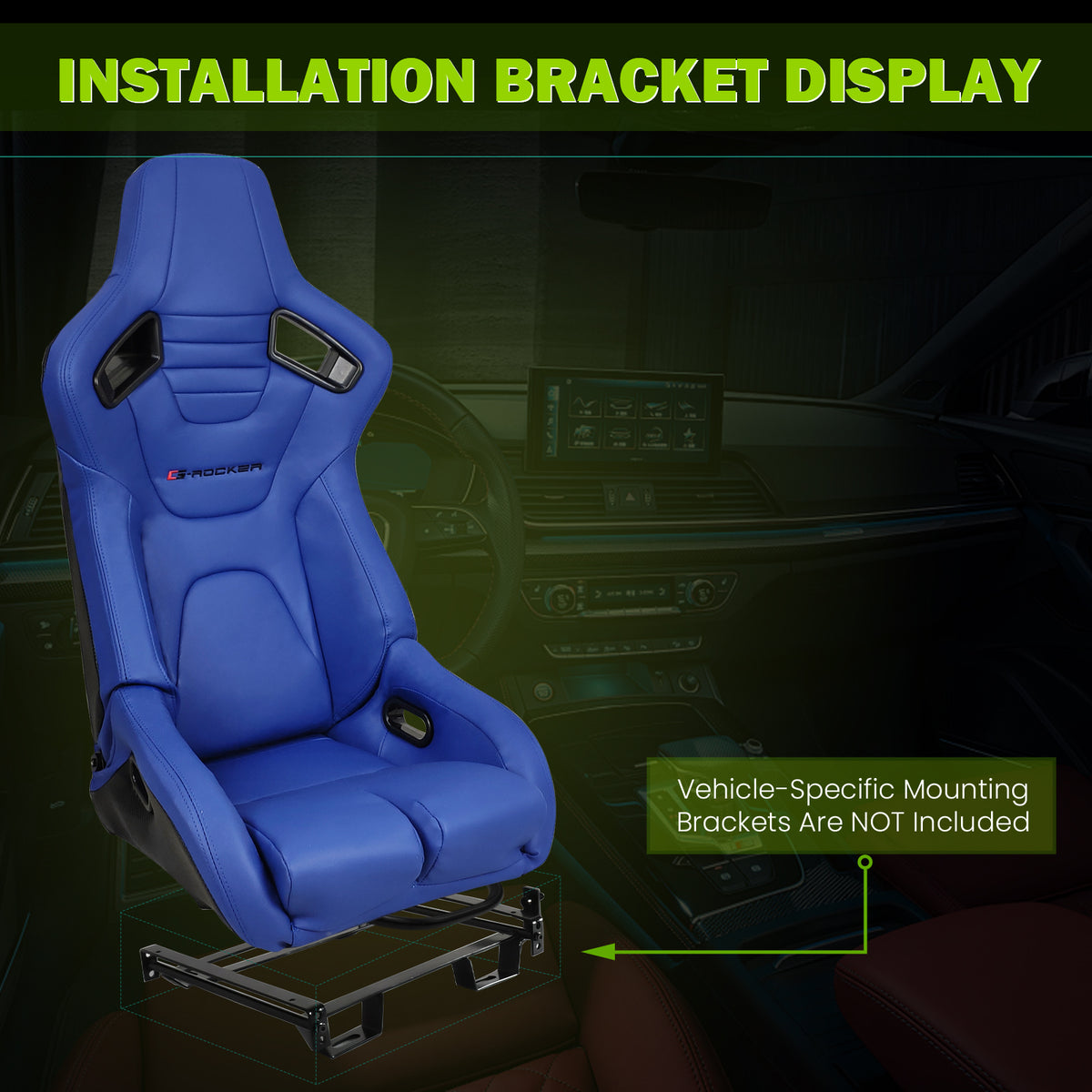 Universal Reclinable Bucket Racing Seat Dual Slider PU Carbon Leather