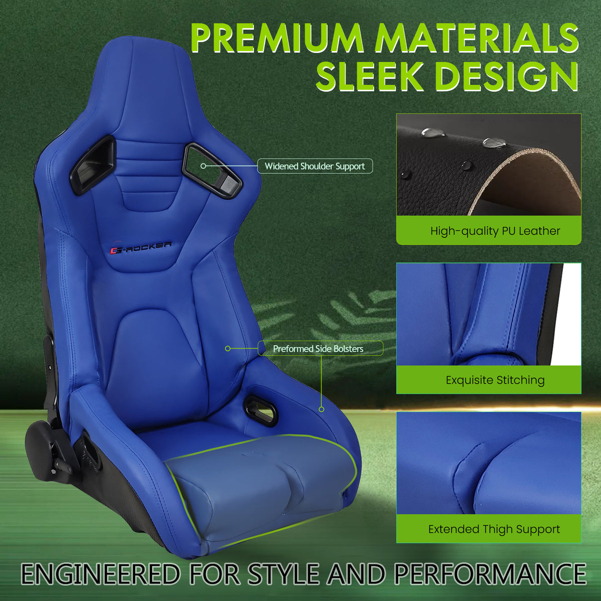 Universal Reclinable Bucket Racing Seat Dual Slider PU Carbon Leather
