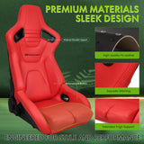 Universal Reclinable Bucket Racing Seat Dual Slider PU Carbon Leather