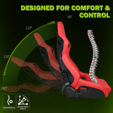 Universal Reclinable Bucket Racing Seat Dual Slider PU Carbon Leather