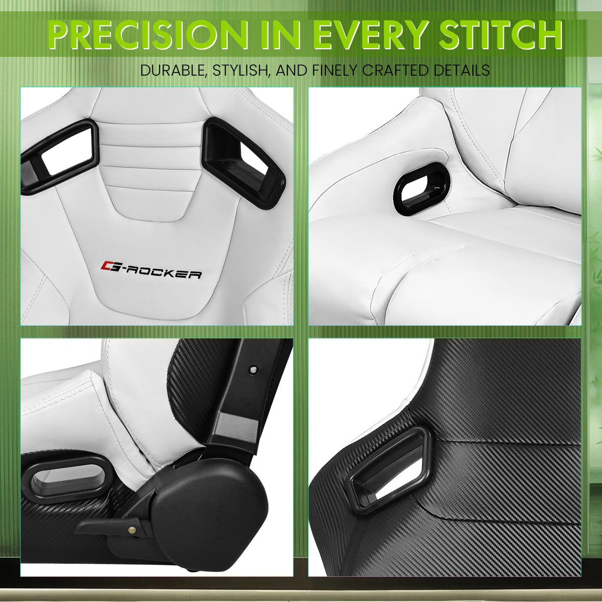Universal Reclinable Bucket Racing Seat Dual Slider PU Carbon Leather