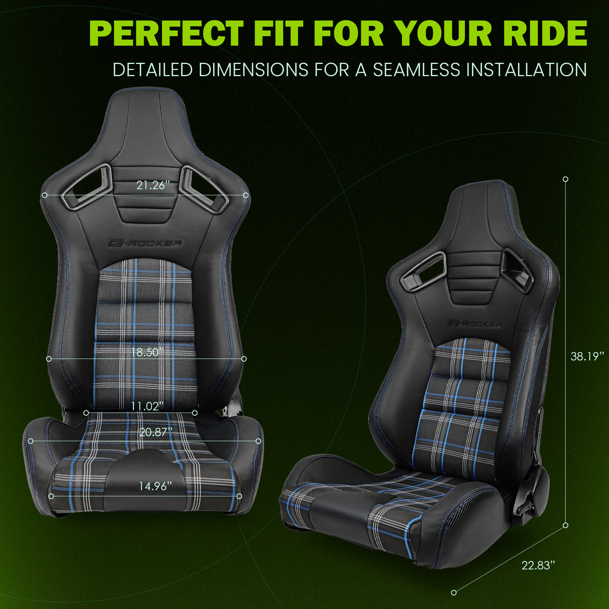 Universal Plaid Racing Seat Dual with Sliders PU Carbon Leather