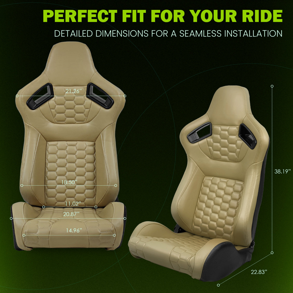 Universal X2 Reclinable Honeycomb Racing Seat + Dual Slider PU Leather
