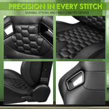 Universal X2 Reclinable Honeycomb Racing Seat + Dual Slider PU Leather