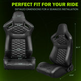 Universal X2 Reclinable Honeycomb Racing Seat + Dual Slider PU Leather