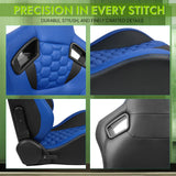 Universal X2 Reclinable Honeycomb Racing Seat + Dual Slider PU Leather