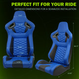 Universal X2 Reclinable Honeycomb Racing Seat + Dual Slider PU Leather