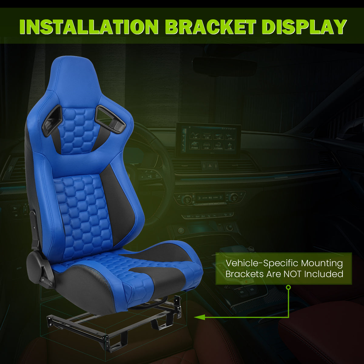 Universal X2 Reclinable Honeycomb Racing Seat + Dual Slider PU Leather