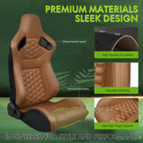 Universal X2 Reclinable Honeycomb Racing Seat + Dual Slider PU Leather