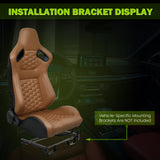 Universal X2 Reclinable Honeycomb Racing Seat + Dual Slider PU Leather