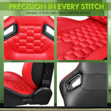Universal X2 Reclinable Honeycomb Racing Seat + Dual Slider PU Leather