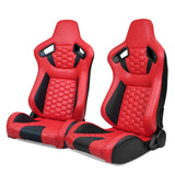 Universal X2 Reclinable Honeycomb Racing Seat + Dual Slider PU Leather