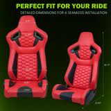Universal X2 Reclinable Honeycomb Racing Seat + Dual Slider PU Leather