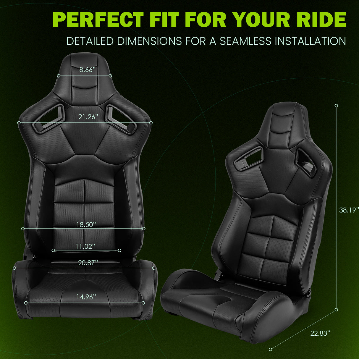 Universal X2 Reclinable Honeycomb Racing Seat + Dual Slider PU Leather