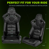 Universal X2 Reclinable Honeycomb Racing Seat + Dual Slider PU Leather