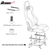 Universal 2x Reclinable Racing Seats Dual Slider Suede PU Carbon Leath