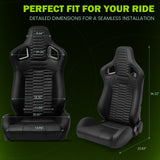 Universal X2 Reclinable Honeycomb Racing Seat + Dual Slider PU Leather