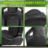 Universal X2 Reclinable Honeycomb Racing Seat + Dual Slider PU Leather