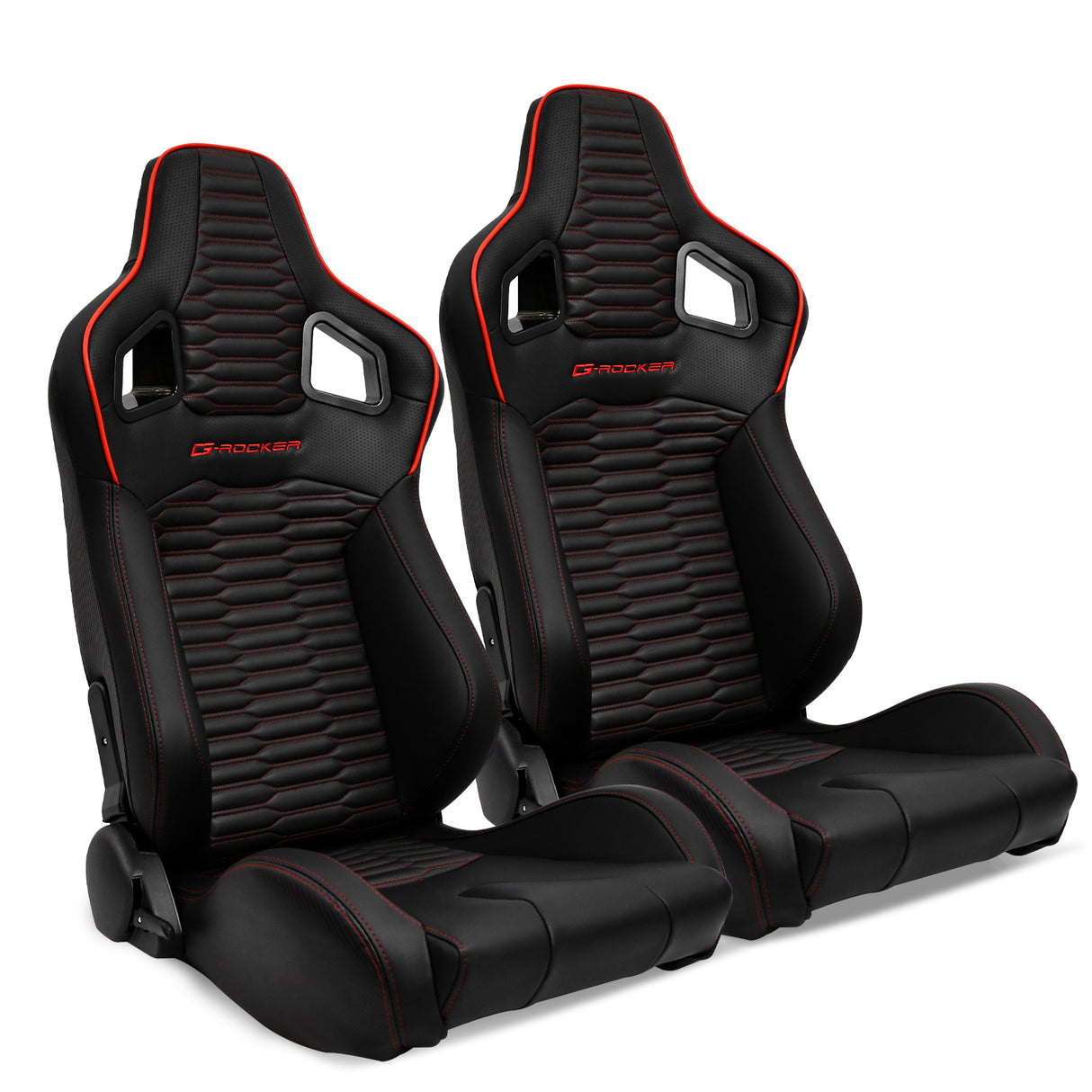 Universal X2 Reclinable Honeycomb Racing Seat + Dual Slider PU Leather