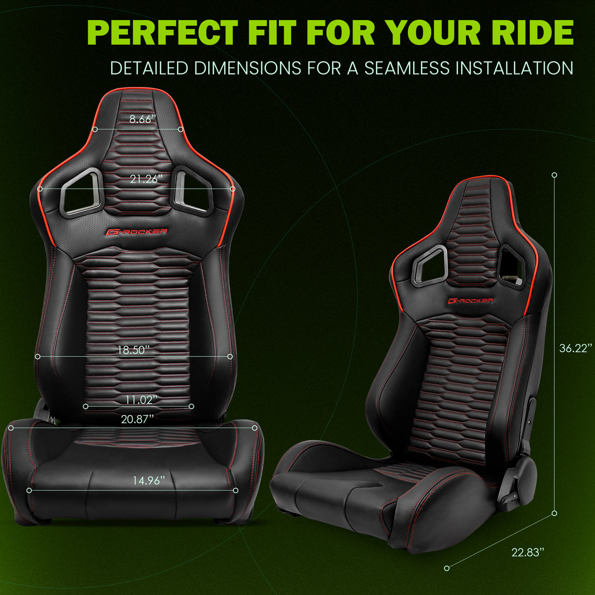 Universal X2 Reclinable Honeycomb Racing Seat + Dual Slider PU Leather