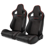 Universal X2 Reclinable Honeycomb Racing Seat + Dual Slider PU Leather