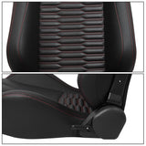 Universal X2 Reclinable Honeycomb Racing Seat + Dual Slider PU Leather