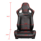 Universal X2 Reclinable Honeycomb Racing Seat + Dual Slider PU Leather