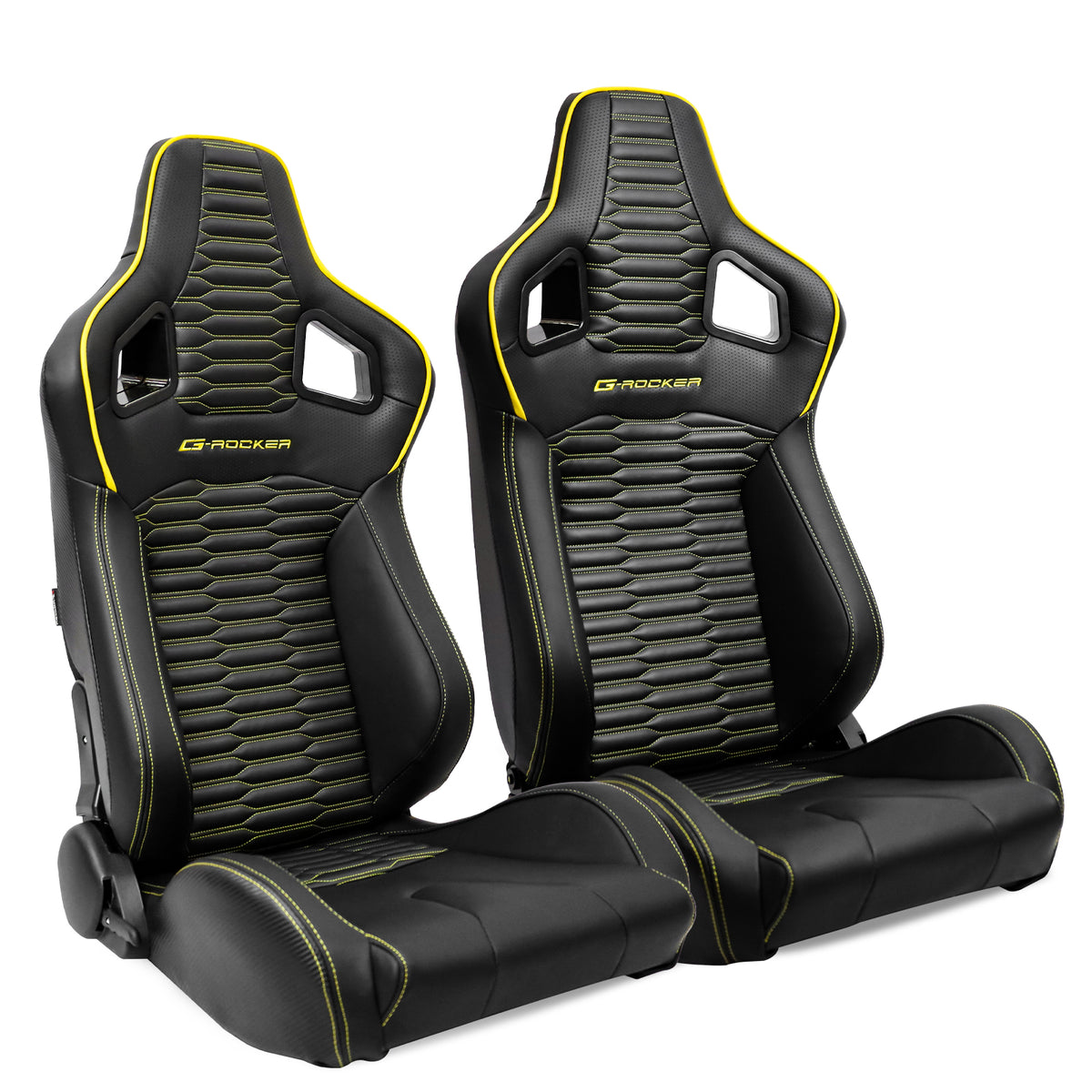 Universal X2 Reclinable Honeycomb Racing Seat + Dual Slider PU Leather