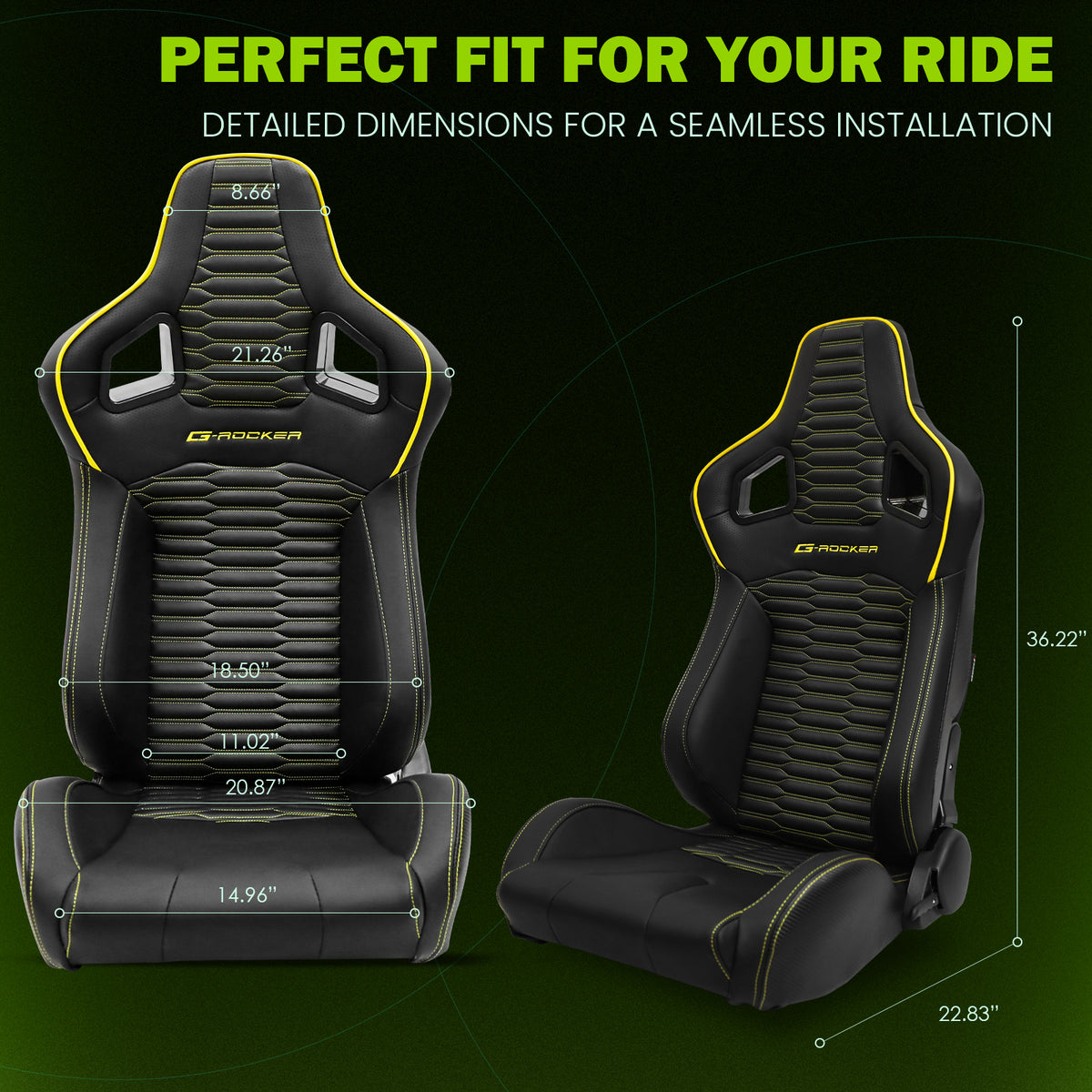 Universal X2 Reclinable Honeycomb Racing Seat + Dual Slider PU Leather