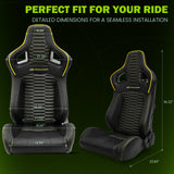 Universal X2 Reclinable Honeycomb Racing Seat + Dual Slider PU Leather
