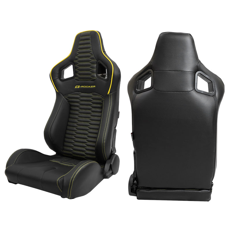 Universal X2 Reclinable Honeycomb Racing Seat + Dual Slider PU Leather