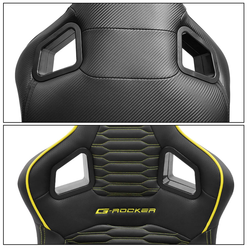 Universal X2 Reclinable Honeycomb Racing Seat + Dual Slider PU Leather