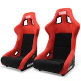 Universal Racing Bucket Seats Slider Suede Left+ Right Black Red