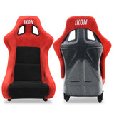 Universal Racing Bucket Seats Slider Suede Left+ Right Black Red
